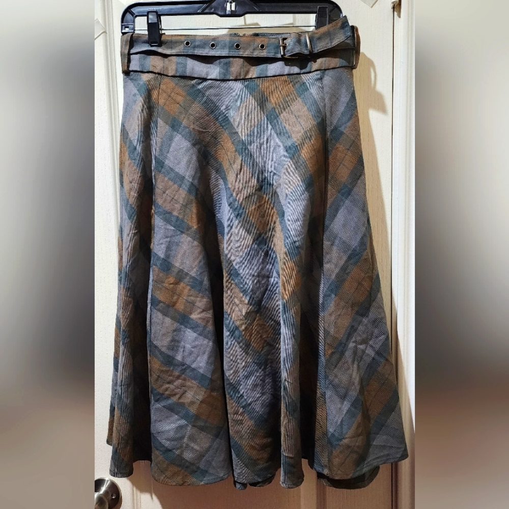 Torrid Outlander Gray and Brown Plaid A-Line Skirt Sz2(18/20)